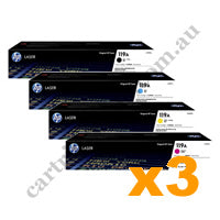 3 Sets Genuine HP W2090A-W2093A (119A) Toner Cartridges B/C/M/Y
