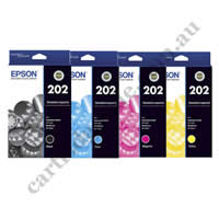 A Set Genuine Epson 202 Ink Cartridges B/C/M/Y
