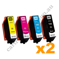2 Sets Compatible Epson 202XL High Yield Ink Cartridges BK/C/M/Y