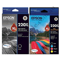 2 x Genuine Epson 220XL Black + 1 x 220XL C/M/Y Ink Cartridges V