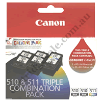 2 x Genuine Canon PG510 + 1 x Canon CL511 Triple Pack