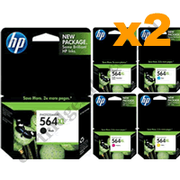 2 Sets Genuine HP 564XL B/PB/C/M/Y Ink Cartridges