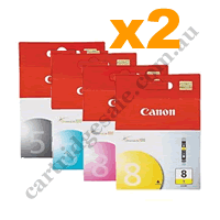 2 Sets Genuine Canon PGI5BK CLI8C/M/Y Ink Cartridges