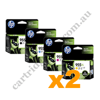 2 Sets Genuine HP 955XL B/C/M/Y Ink Cartridges