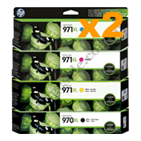 2 Sets Genuine HP 970XL 971XL B/C/M/Y Ink Cartridges