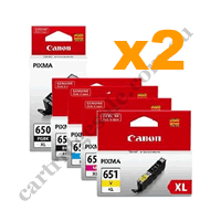 2 Sets Genuine Canon PGI650XL CLI651XL B/PB/C/M/Y Ink Cartridges