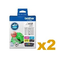 2 Sets Genuine Brother LC432BK/C/M/Y Ink Cartridges