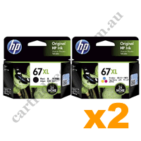 2 x Genuine HP 67XL Black and Colour Combo Pack