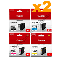2 Sets Genuine Canon PGI1600XL B/C/M/Y Ink Cartridges