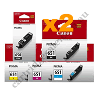 2 Sets Genuine Canon PGI650 CLI651 B/PB/C/M/Y Ink Cartridges