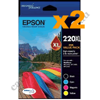 2 x Genuine Epson 220XL High Yield Ink Cartridge Value Pack