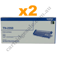 2 x Genuine Brother TN2350 Black Toner Cartridge