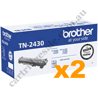 2 x Genuine Brother TN2430 Black Toner Cartridge