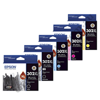 A Set Genuine Epson 302XL High Yield Ink Cartridges BK/PBK/C/M/Y