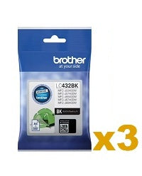 3 x Genuine Brother LC432 Black Ink Cartridge