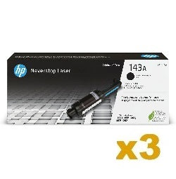 3 x Genuine HP W1143A (143A) Black Toner Cartridge