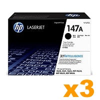 3 x Genuine HP W1470A (147A) Black Toner Cartridge