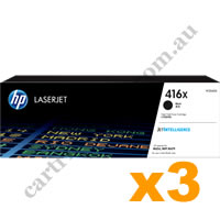 3 x Genuine HP W2040X (416X) High Yield Black Toner Cartridge