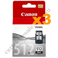 3 x Genuine Canon PG512 Black Ink Cartridge