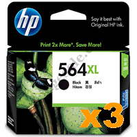 3 x Genuine HP 564XL Black (CN684WA) Ink Cartridge