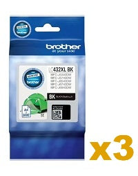 3 x Genuine Brother LC432XL Black Ink Cartridge