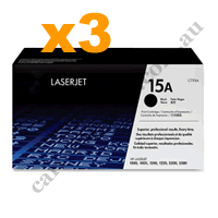 3 x Genuine HP 15A (C7115A) Black Toner Cartridge