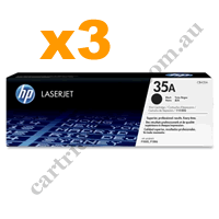 3 x Genuine HP 35A (CB435A) Black Toner Cartridge