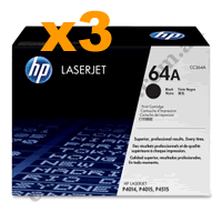 3 x Genuine HP 64A (CC364A) Black Toner Cartridge