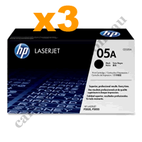 3 x Genuine HP 05A (CE505A) Black Toner Cartridge