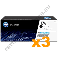 3 x Genuine HP CF217A 17A Black Toner Cartridge