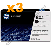3 x Genuine HP 80A CF280A Black Toner Cartridge