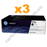 3 x Genuine HP CF325X (25X) Black Toner Cartridge