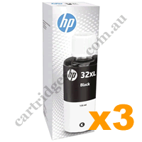 3 x Genuine HP 32XL (1VV24AA) Black Ink Bottle