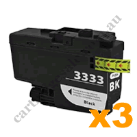 3 x Compatible Brother LC3333BK Black High Yield Ink Cartridge
