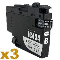 3 x Compatible Brother LC434 Black Ink Cartridge