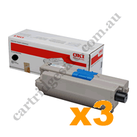3 x Genuine OKI 46508720 Black Toner
