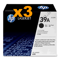 3 x Genuine HP 39A (Q1339A) Black Toner Cartridge