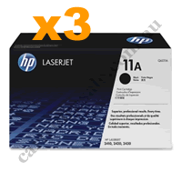 3 x Genuine HP 11A (Q6511A) Black Toner Cartridge
