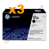 3 x Genuine HP 51A (Q7551A) Black Toner Cartridge