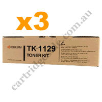 3 x Genuine Kyocera TK1129 Black Toner Cartridge