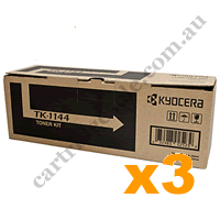 3 x Genuine Kyocera TK1144 Black Toner Cartridge