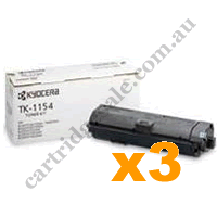 3 x Geunine Kyocera T1154 Black Toner Cartridge