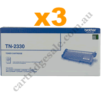 3 x Genuine Brother TN2330 Black Toner Cartridge