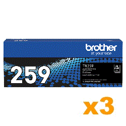 3 x Genuine Brother TN259 High Yield Black Toner Cartridge