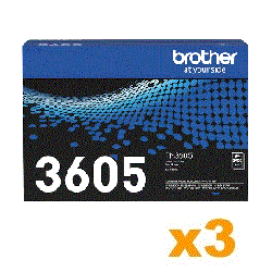3 x Genuine Brother TN3605 Black Toner Cartridge