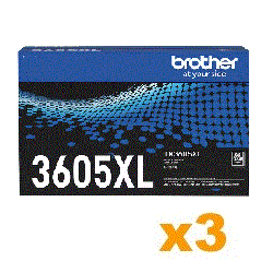 3 x Genuine Brother TN3605XL High Yiled Black Toner Cartridge