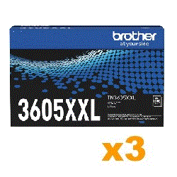3 x Genuine Brother TN3605XXL Super High Yiled Black Toner Cartr