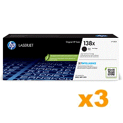 3 x Genuine HP W1380X (138X) Black Toner Cartridge