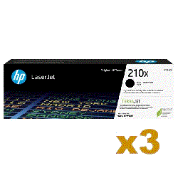 3 x Genuine HP W2100X (210X) Black Toner Cartridge