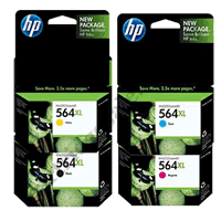 A Set Genuine HP 564XL B/C/M/Y Ink Cartridges